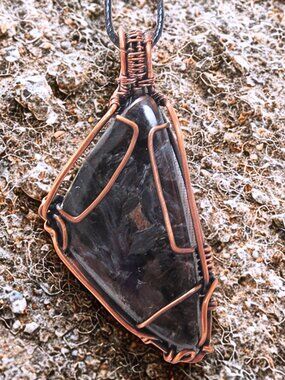 Handmade Pietersite Copper Wire Wrapped Pendant Statement Necklace